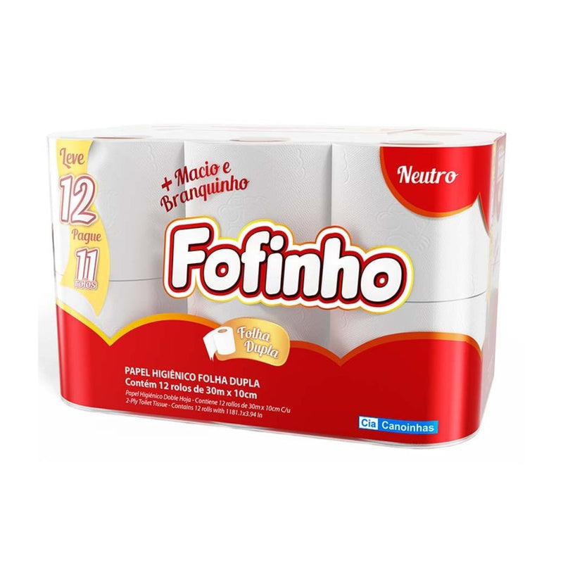 Papel Higiênico Fofinho Folha Dupla Rolos 30M (Vermelho)