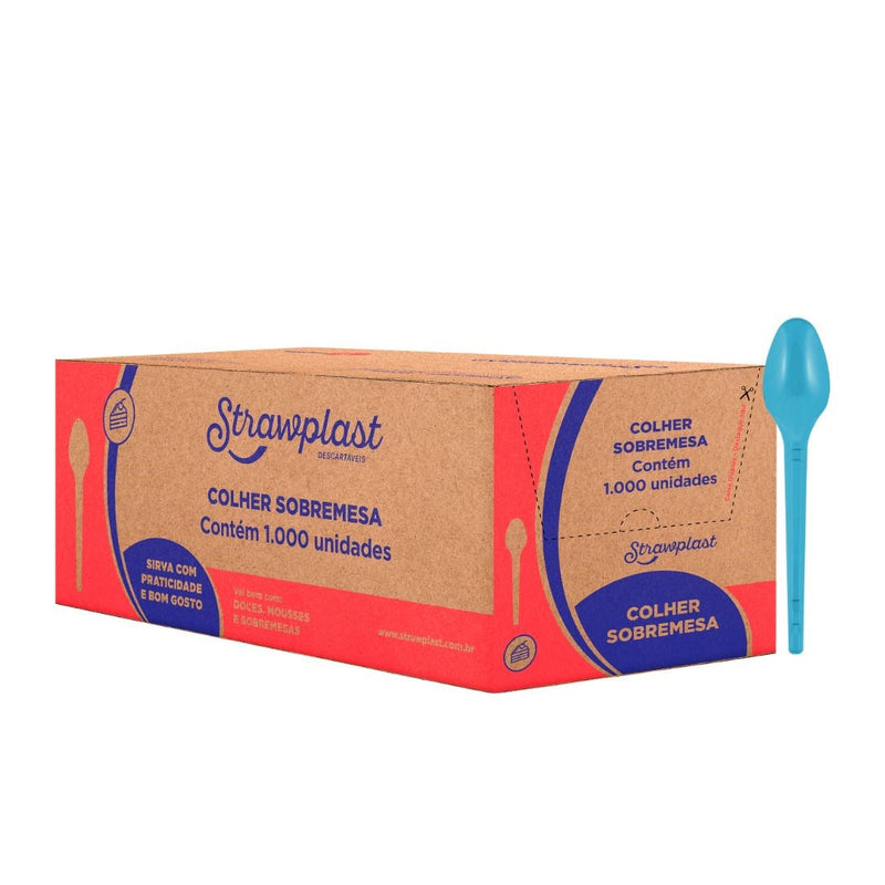 Colheres de Sobremesa plástica Azul CSA 622 - StrawPlast