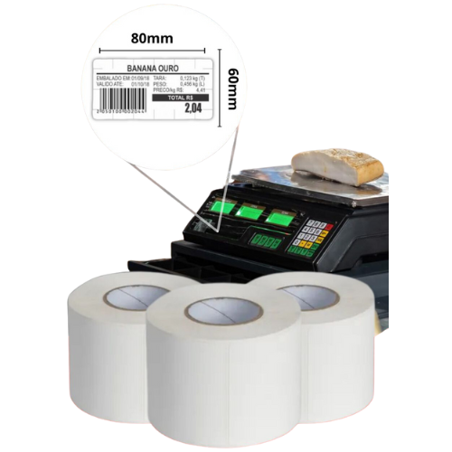 ETIQUETA PARA BALANÇAS (rolo) 60X80mm - FARDO C/ 3 UND