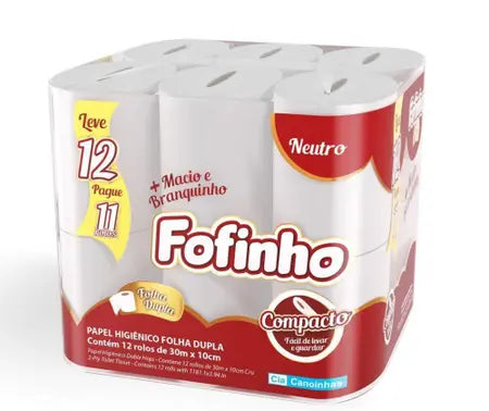 Papel higiênico fofinho natural Folha dupla 24X4 ROLOS 30M Neutro