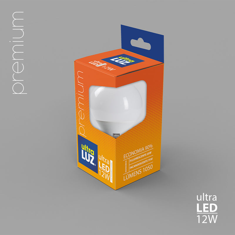 Lâmpada LED Bivolt 12W 6500K Base E27 - Ultra Luz