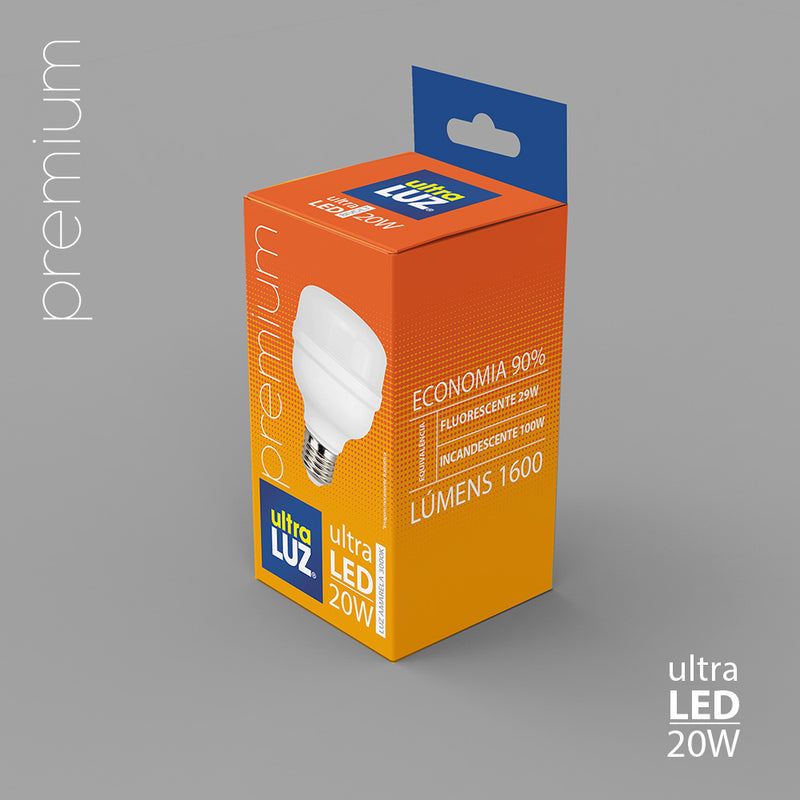 Lâmpada LED Bivolt 20W 6500K Base E27 - Ultra Luz