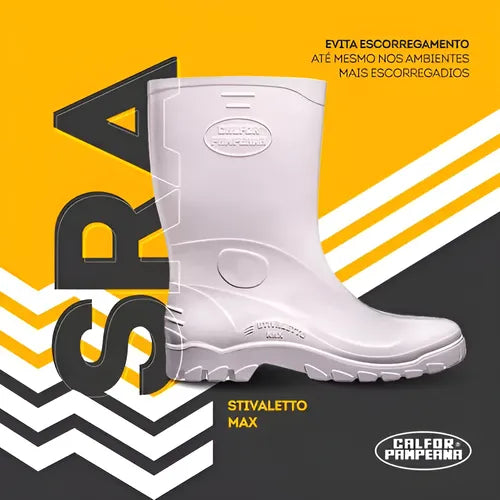 BOTA ACOUGUE PVC BRANCA SEM FORRO C/ 1 PAR CALFOR