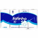 Papel Higiênico Fofinho C/8 Rolos 30 Metros Folha Simples Neutro - FD C/ 12 Pct