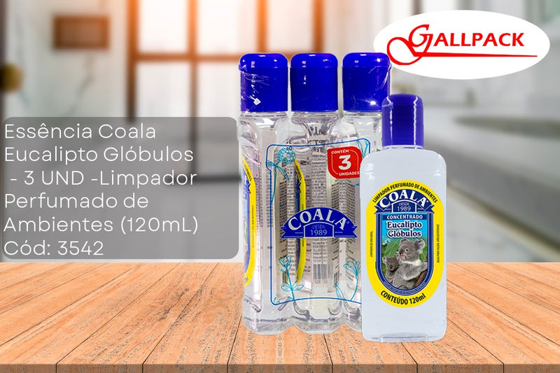 Essência de limpeza de ambientes Coala Eucalipto Glóbulos 120mL - 3UND