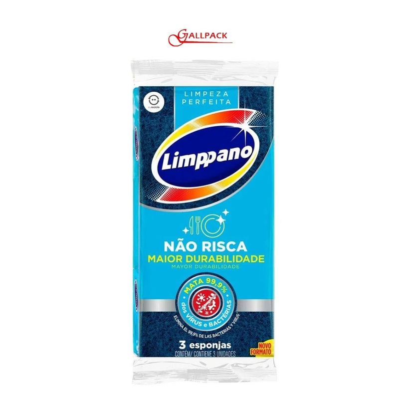 Esponja Azul Antiaderente (LIMPPANO) 3 ESPONJAS FD c/ 20 PCT