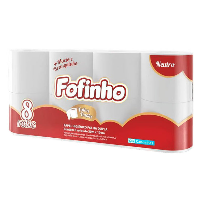 Papel Higiênico Fofinho Folha Dupla Rolos 30M (Vermelho)