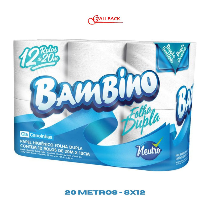 Papel Higiênico Bambino Folha Dupla Neutro - 20m x 10cm