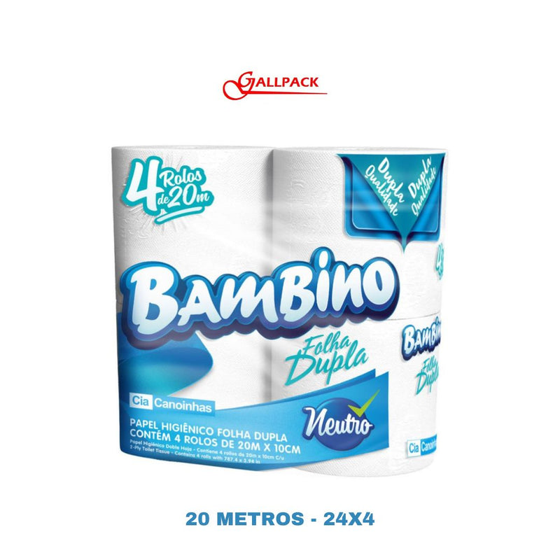 Papel Higiênico Bambino Folha Dupla Neutro - 20m x 10cm