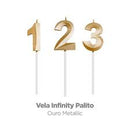 VELA INFINITY PALITO METALIZADO DOURADO 1X4 BRILHO FESTA