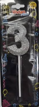 VELA INFINITY PALITO METALIZADO PRATA 1X4 BRILHO FESTA