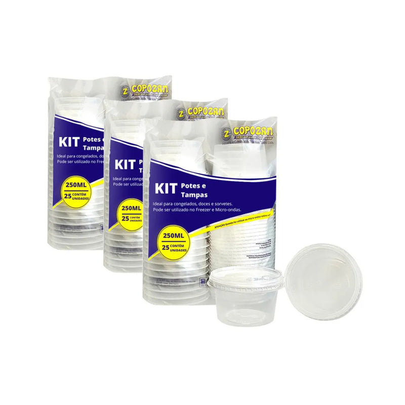 Kit pote e tampa 350ML/380ML C/ 25 UND - COPOZAN - CX C/ 20 UND