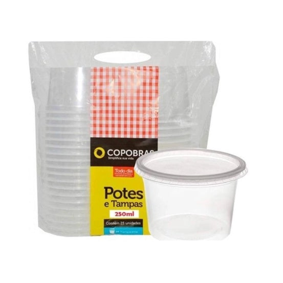 Kit Pote e Tampa 250mL Copobras (PP250) - Cx c/ 25x20 UND