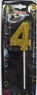 VELA INFINITY PALITO METALIZADO DOURADO 1X4 BRILHO FESTA