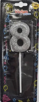 VELA INFINITY PALITO METALIZADO PRATA 1X4 BRILHO FESTA