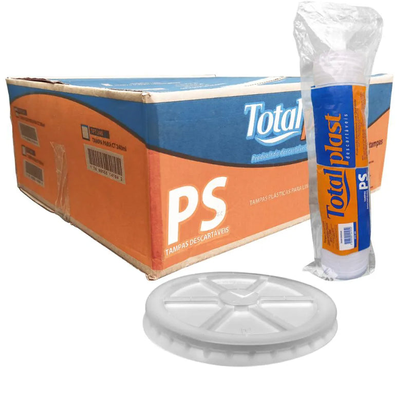 TAMPA TRANS. COPO TERM. 300ML C/FURO PCT C/100 UND- TOTAL PLAST