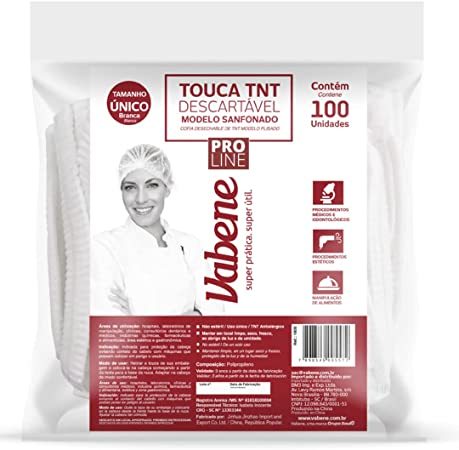 Touca Descartável Sanfonada Vabene EPI - Tam. único 20cm - C/ 100 UND