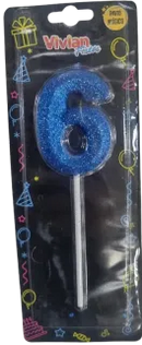 VELA INFINITY PALITO METALIZADO AZUL 1X4 BRILHO FESTA