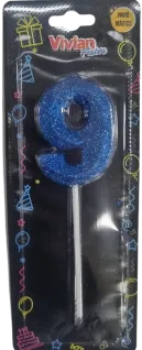VELA INFINITY PALITO METALIZADO AZUL 1X4 BRILHO FESTA