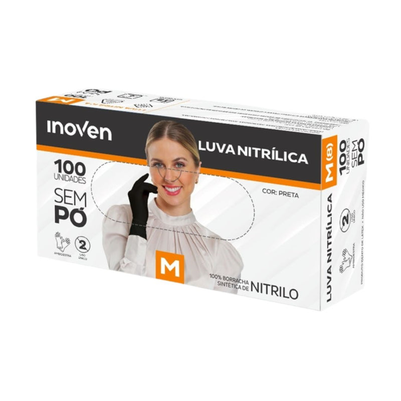 Luva Nitrílica Preta (INOVEN) c/ 100 UND